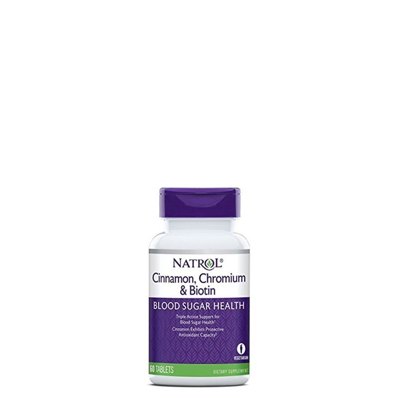 Fahéj, biotin és króm, Natrol Cinnamon Biotin Chromium, 60 tabletta
