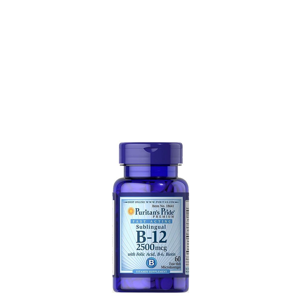 B-12 vitamin 2500 mcg, Puritan's Pride Vitamin B-12, 60 nyelv alatti tabletta