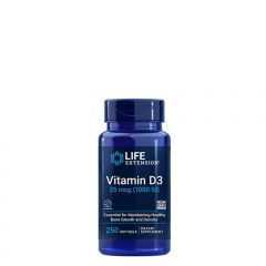 D-vitamin 1000 IU, Life Extension Vitamin D3, 250 gélkapszula