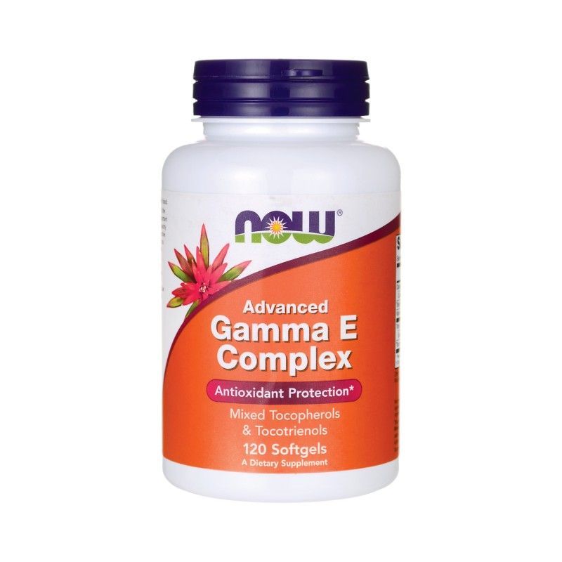 E-vitamin komplex, tokoferolok és tokotrienolok, Now Advanced Gamma E Complex, 120 kapszula