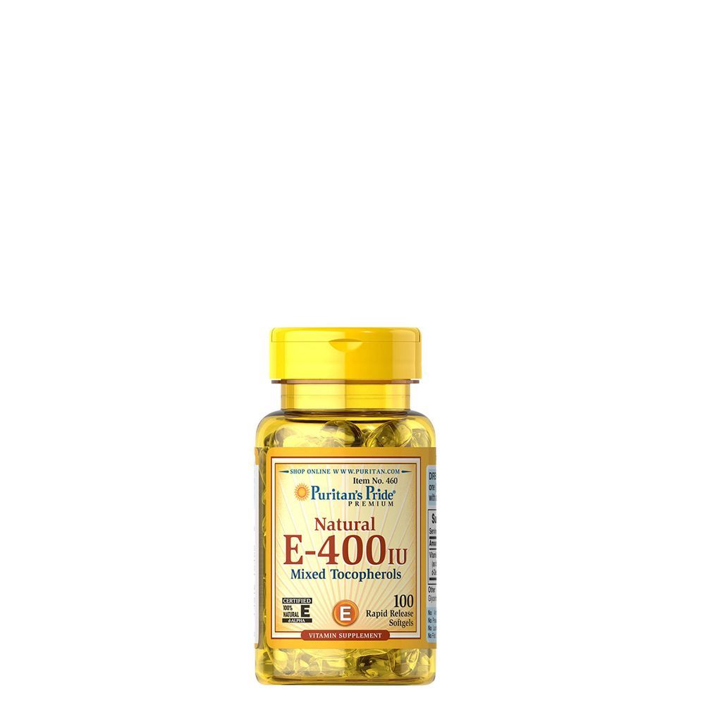 Természetes E-vitamin 400 IU kevert tokoferolokkal, Puritan's Pride E-400 with Mixed Tocopherols, 100 kapszula