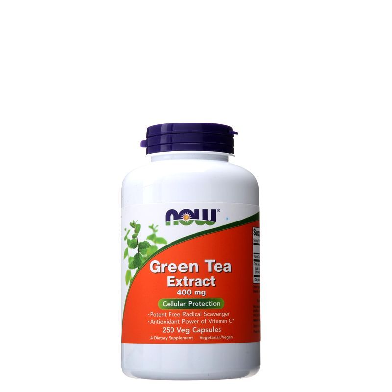 Zöldtea kivonat 400 mg, Now Green Tea Extract, 250 kapszula