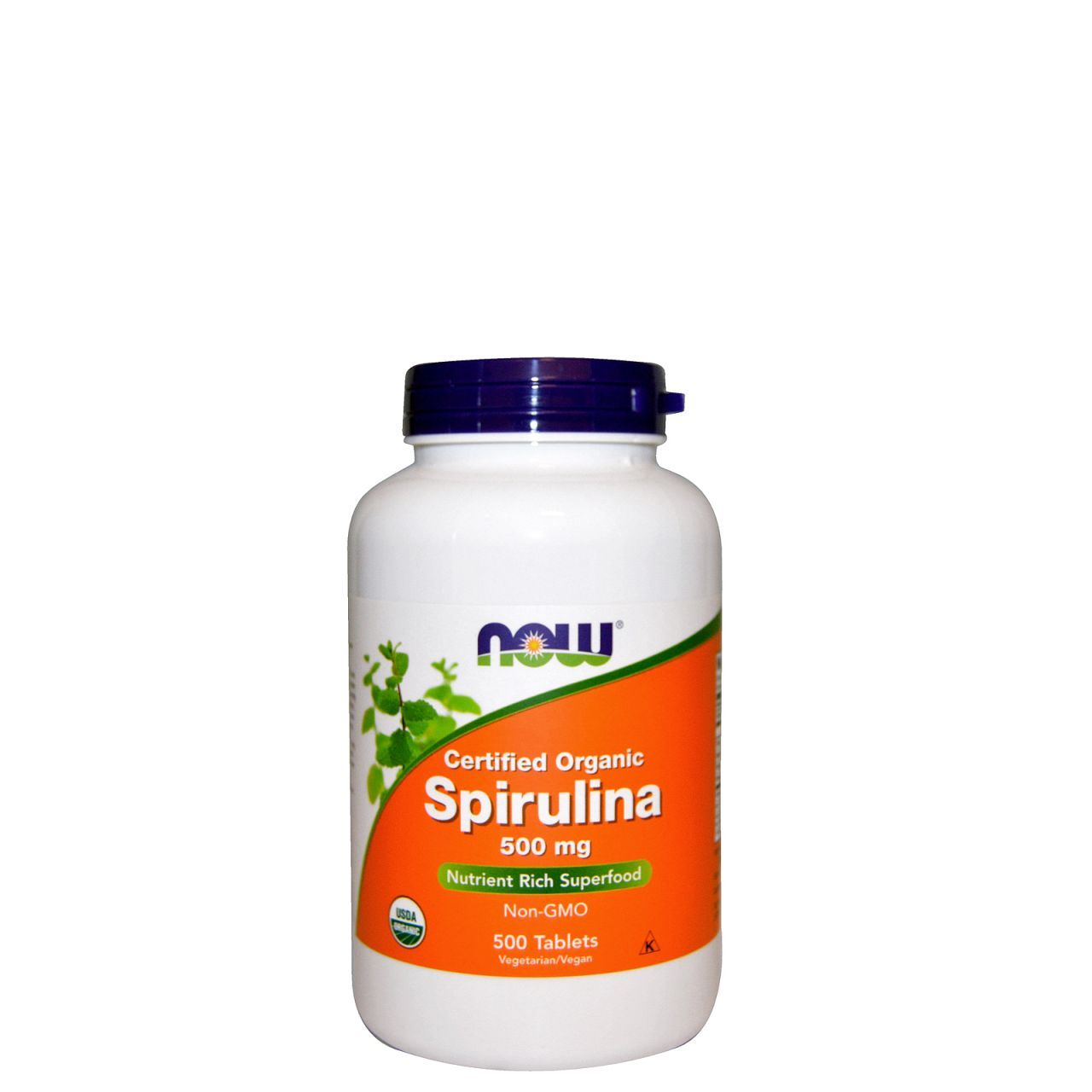 Bio spirulina 500 mg, Now Certified Organic Spirulina, 500 tabletta