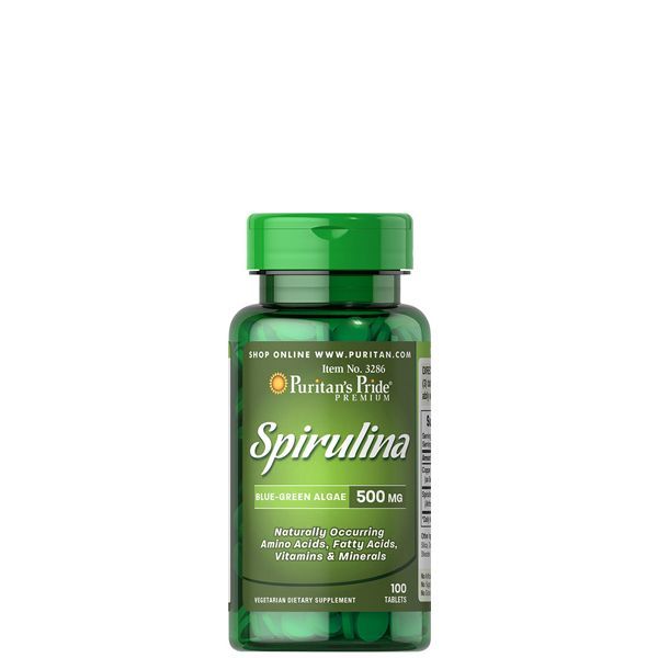 Spirulina 500 mg, Puritan's Pride Spirulina, 100 tabletta