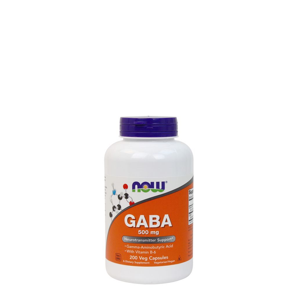 GABA 500 mg, B-6 vitaminnal, Now GABA, 200 kapszula