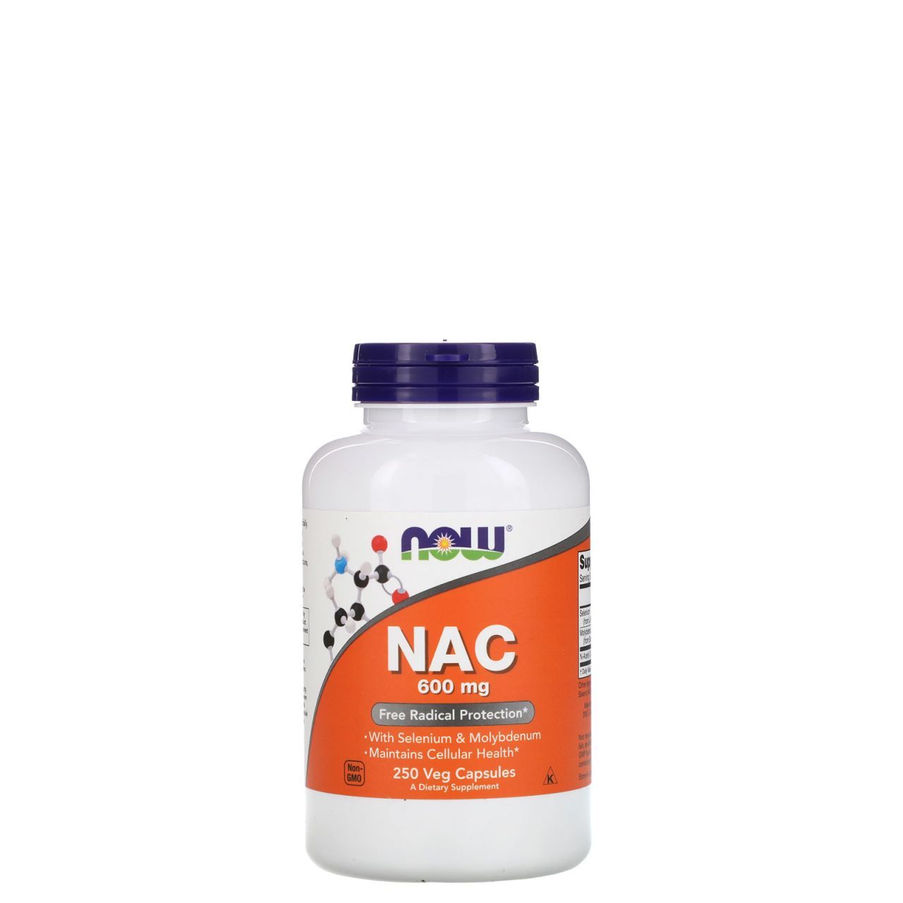 N-acetil-cisztein 600 mg, Now NAC with Selenium & Molybdenum, 250 kapszula
