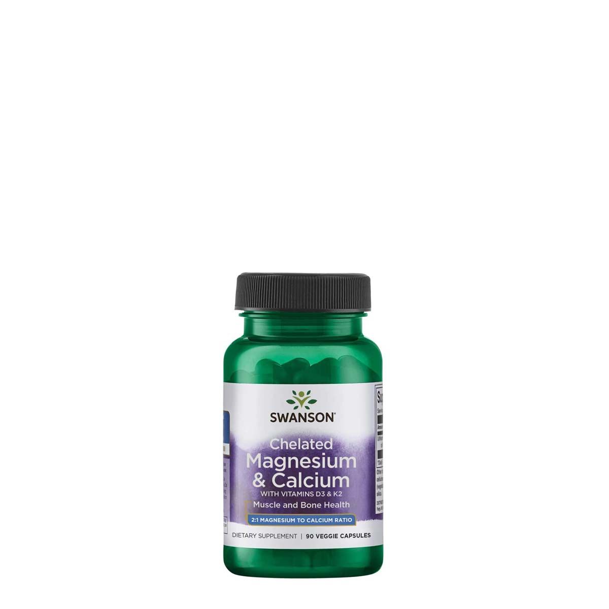 Kálcium-magnézium D-vitaminnal és K2-vel, Swanson Chelated Magnesium & Calcium, 90 kapszula