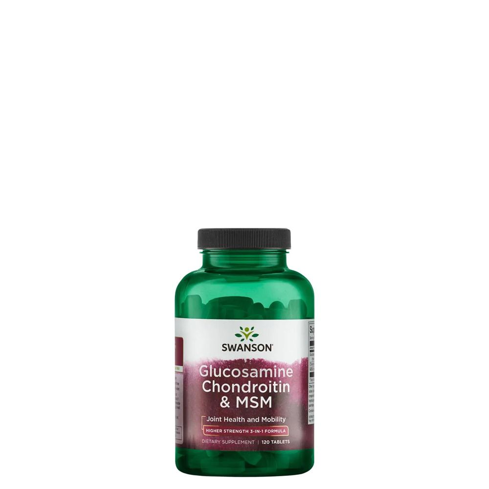 Magas dózisú ízületvédő, Swanson Glucosamine Chondroitin & MSM Higher Strength, 120 tabletta