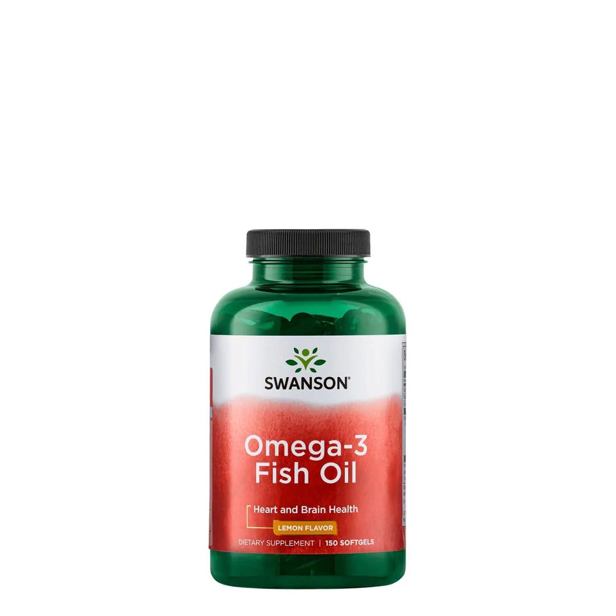 Omega-3 halolaj citrom ízű, Swanson Lemon Flavor Omega-3 Fish Oil, 150 kapszula