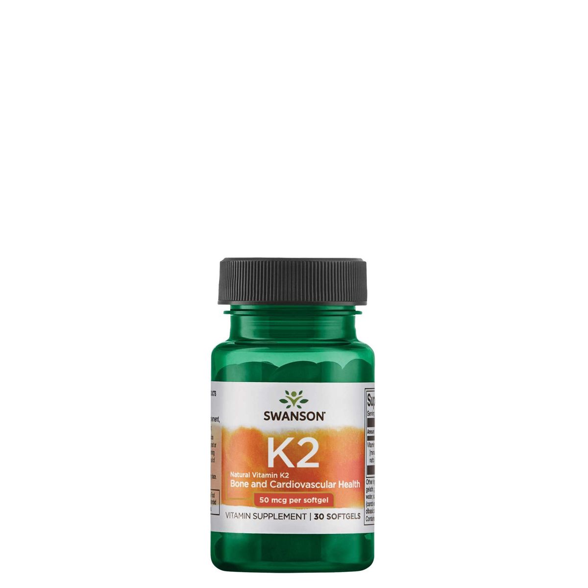 Természetes K2 50 mcg, Swanson Natural Vitamin K2 Menaquinone-7, 30 gélkapszula