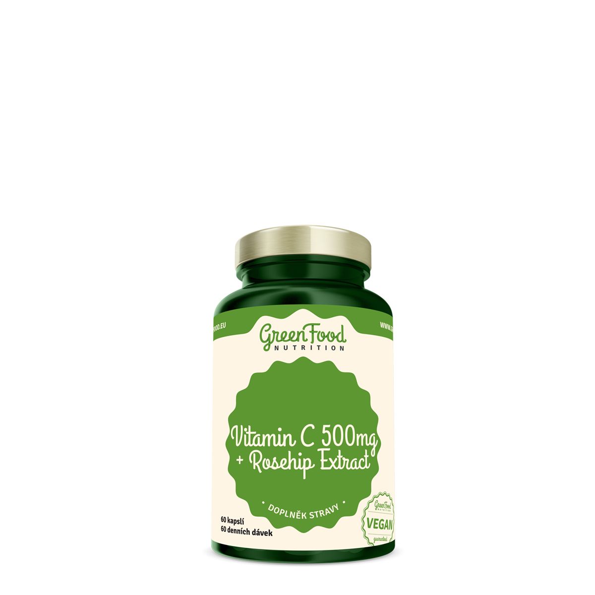 C-vitamin 500 mg + csipkebogyó, GreenFood Nutrition C-500+ Rosehip Extract, 60 kapszula