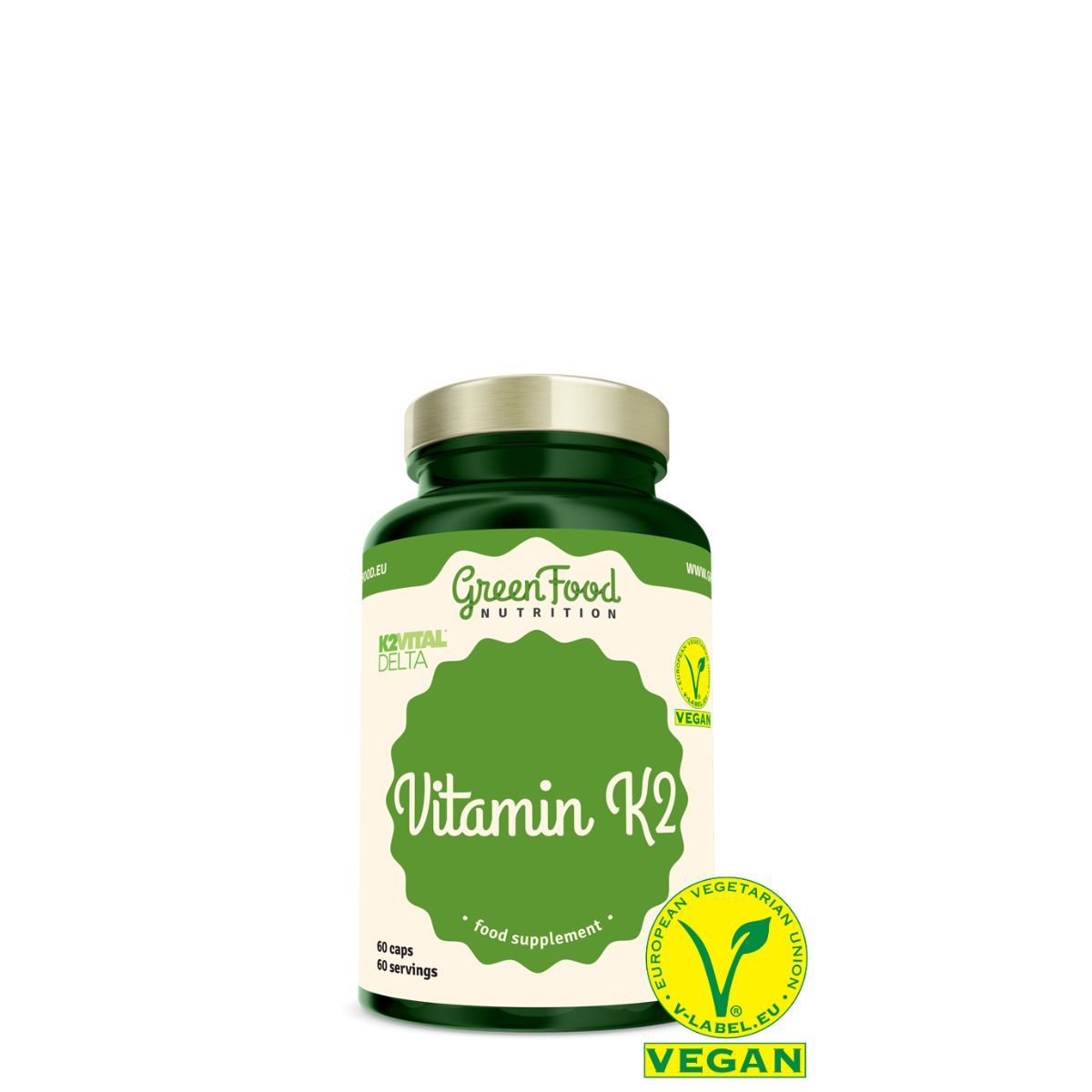 Vegán K2-vitamin 75 mcg, GreenFood Nutrition Vitamin K2, 60 kapszula