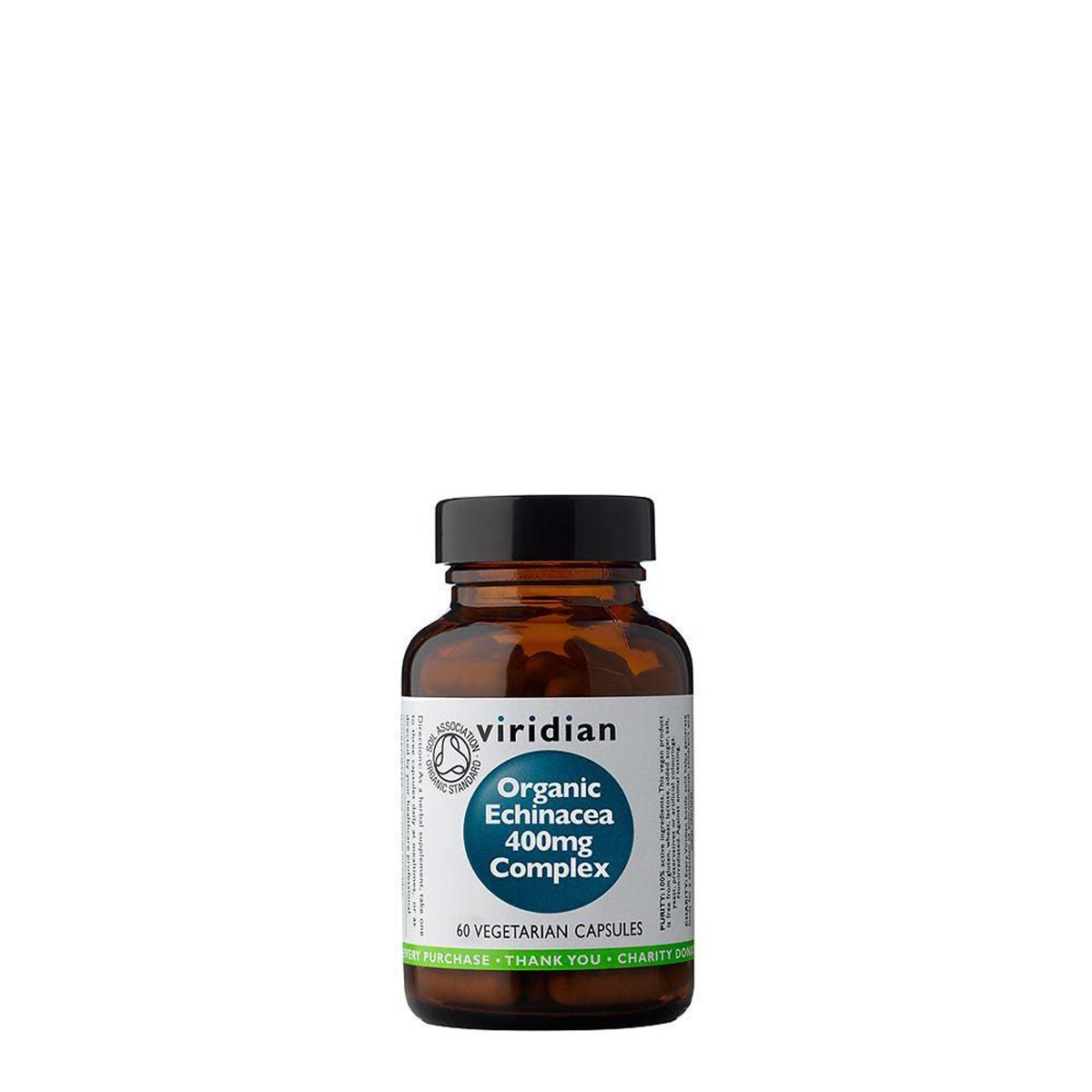 Bio bíbor kasvirág komplex 400 mg, Viridian Organic Echinacea, 60 kapszula