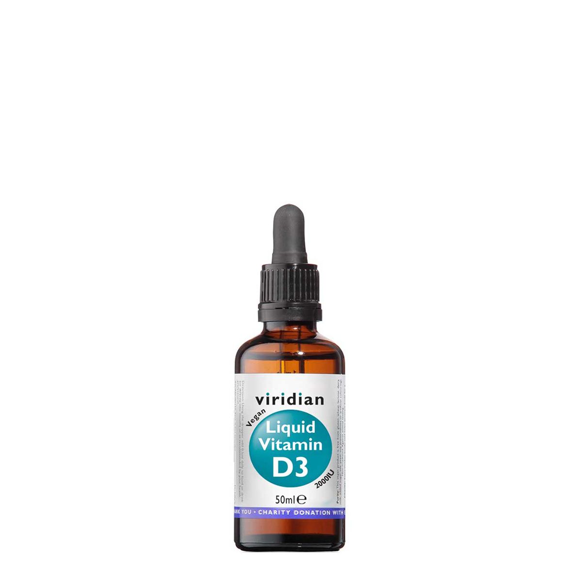 Vegán D-vitamin cseppek 2000 IU, Viridian Vegan Liquid Vitamin D3, 50 ml