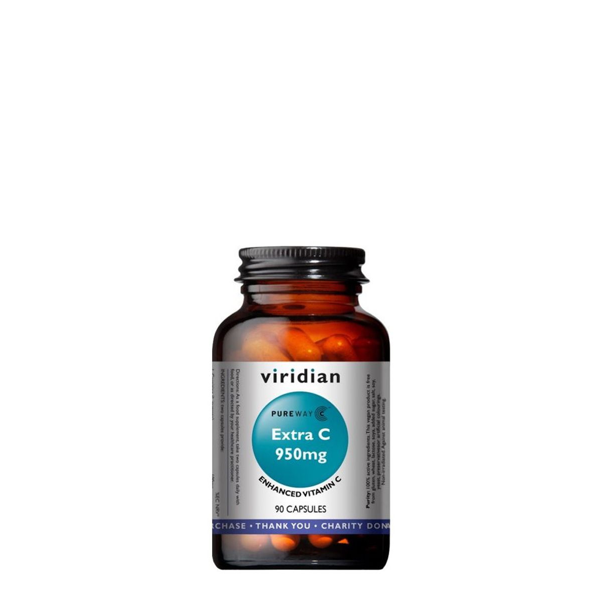 C-vitamin 950 mg, Viridian Extra C 950 with PureWay-C, 90 kapszula