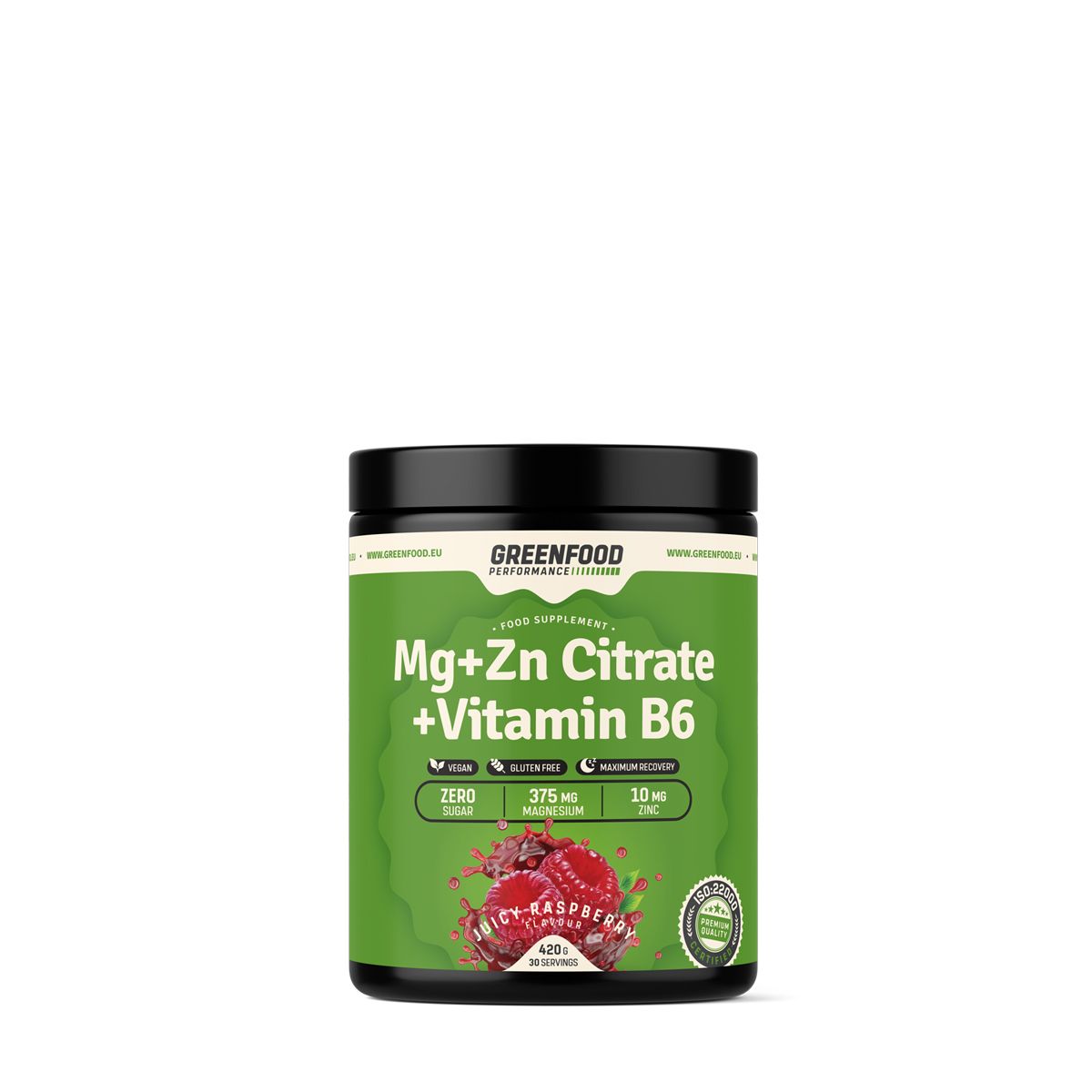 Magnézium és cink citrát italpor B6 vitaminnal, GreenFood Performance Mg + Zn Citrate, 420 g