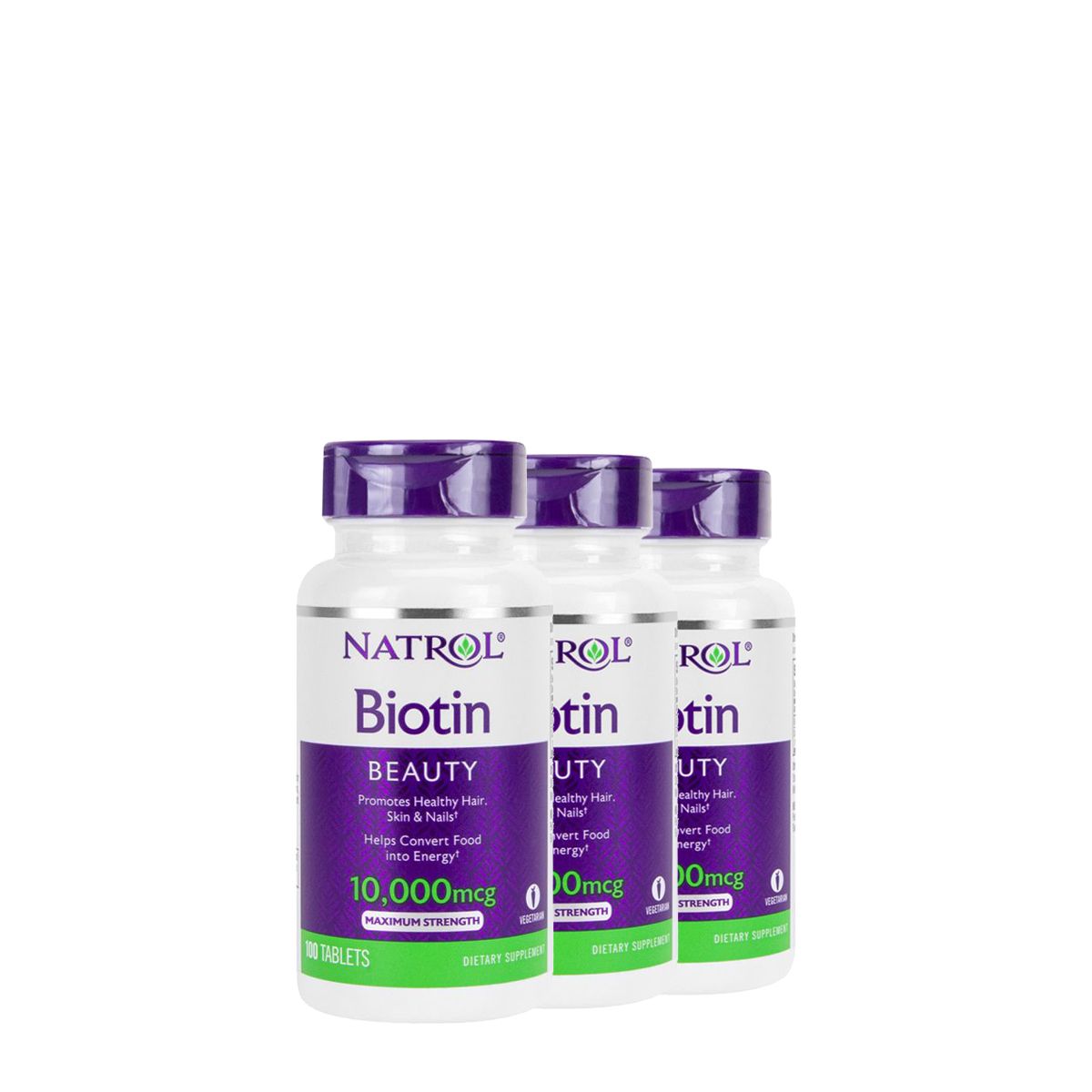 Biotin 10 000 mcg, Natrol Biotin for Healthy Hair & Strong Nails, 3x100 tabletta