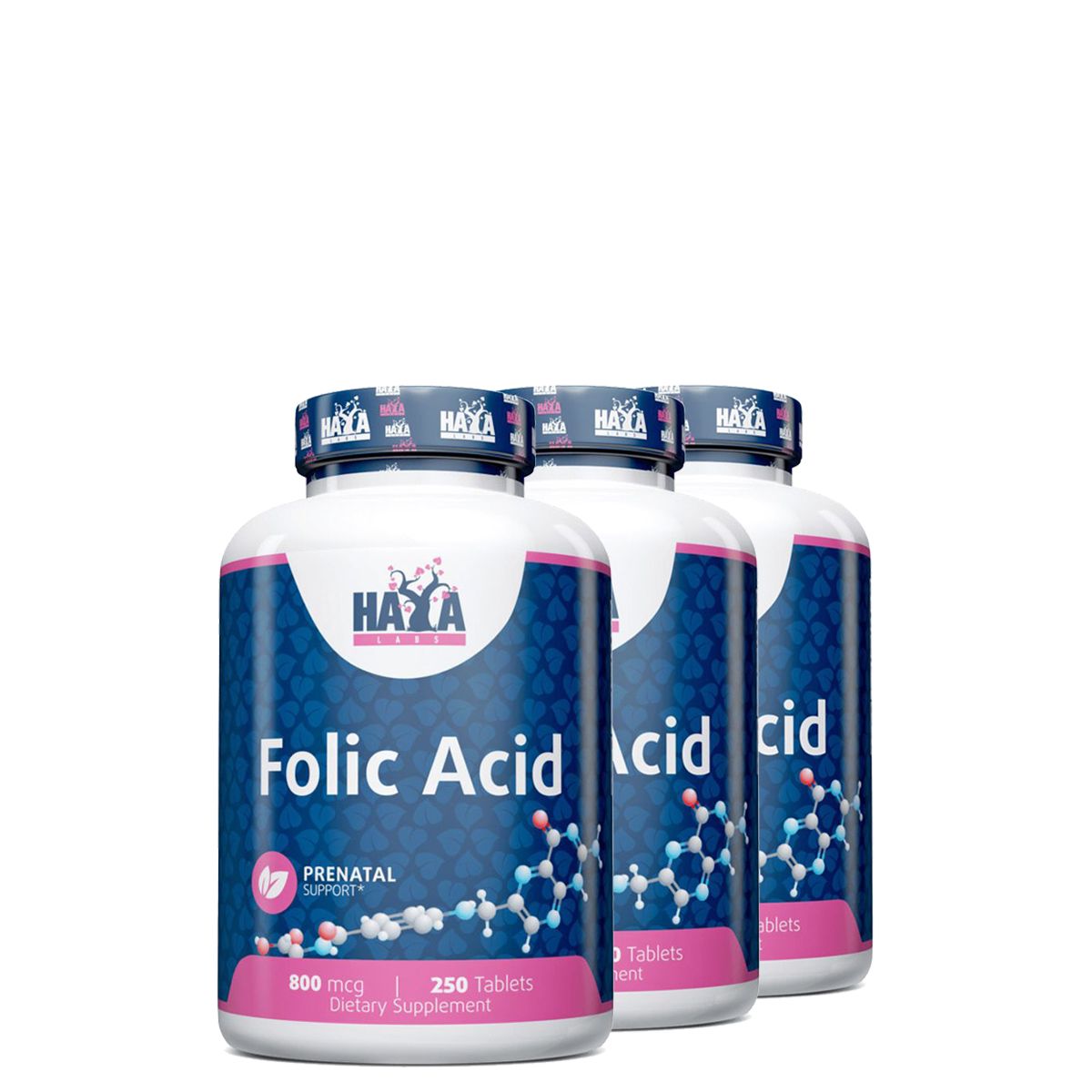 Folsav 800 mg, Haya Labs Folic Acid Prenatal Support, 3x250 tabletta