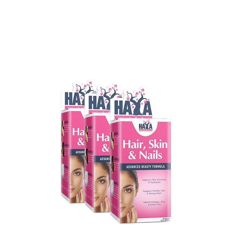 Haj, bőr és köröm formula, Haya Labs Hair Skin & Nails, 3x60 tabletta