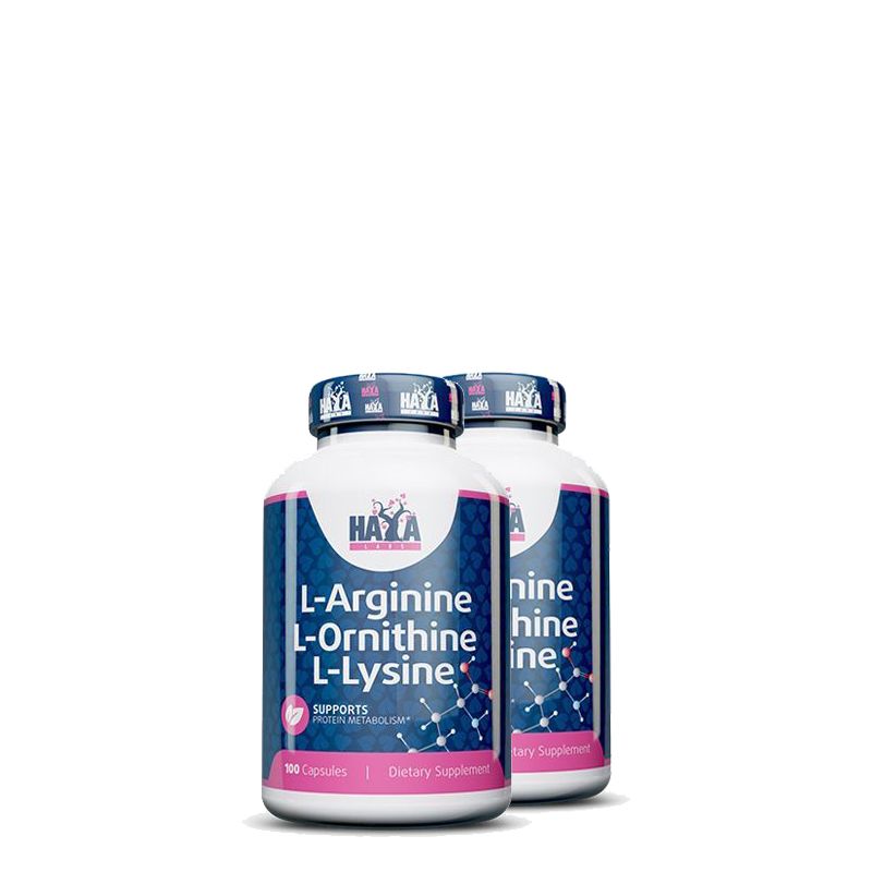 Arginin-ornitin-lzin komplex, Haya Labs L-Arginine L-Ornithine L-Lysine, 2x100 kapszula