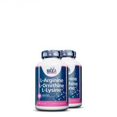 Arginin-ornitin-lzin komplex, Haya Labs L-Arginine L-Ornithine L-Lysine, 2x100 kapszula