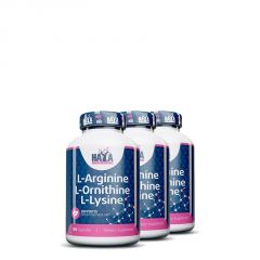 Arginin-ornitin-lzin komplex, Haya Labs L-Arginine L-Ornithine L-Lysine, 3x100 kapszula