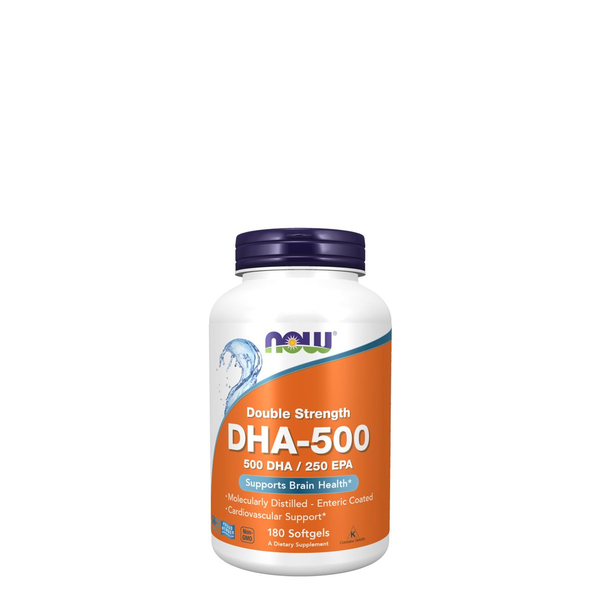 DHA és EPA omega-3 zsírsavak, Now DHA 500, 180 gélkapszula