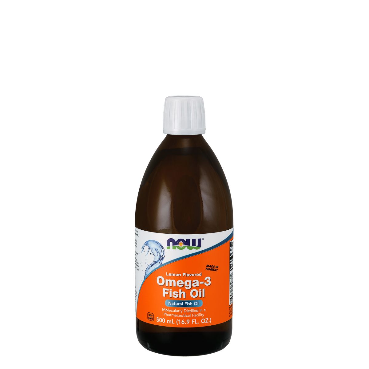 Folyékony norvég halolaj, citrom ízesítésű, Now Omega-3 Fish Oil, 500 ml