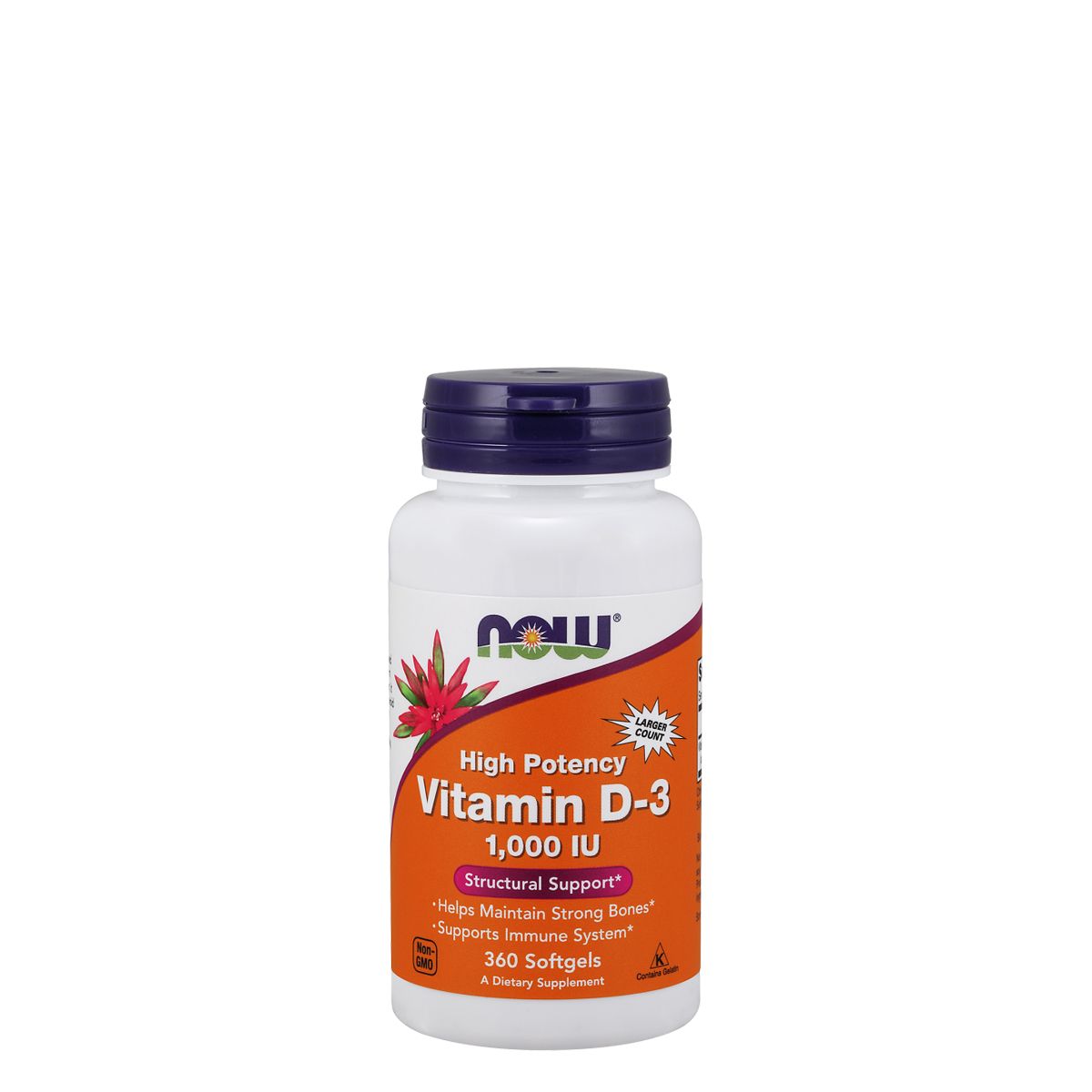 D-vitamin 1000 IU, Now Vitamin D-3, 360 kapszula
