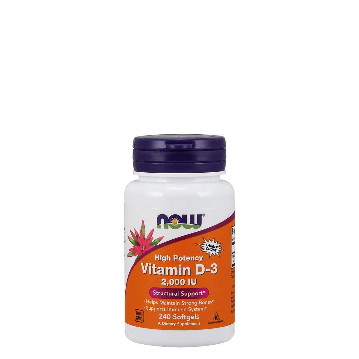 D-vitamin 2000 IU, Now Vitamin D-3 2000 IU, 240 kapszula