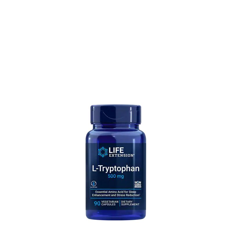 L-triptofán aminosav 500 mg, Life Extension L-Tryptophan, 90 kapszula
