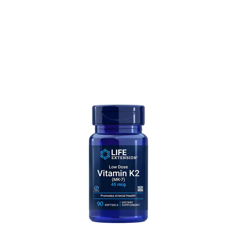 Alacsony dózisú K2-vitamin 45 mcg, Life Extension Low Dose Vitamin K2, 90 kapszula