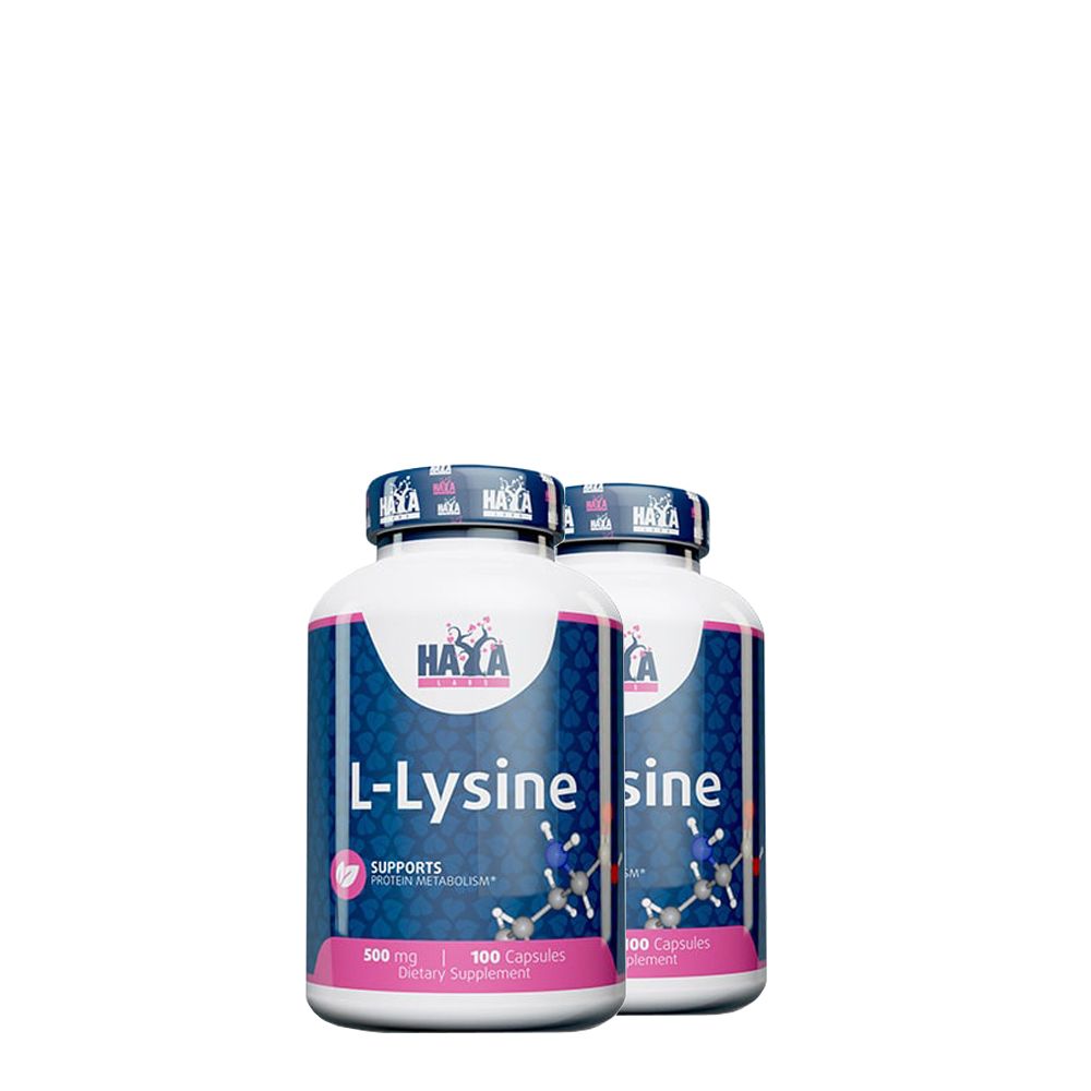 L-lizin aminosav 500 mg, Haya Labs L-Lysine, 2x100 kapszula