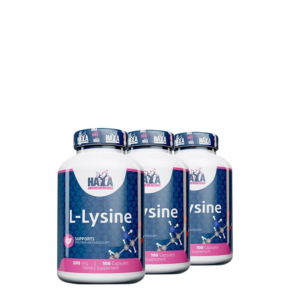 L-lizin aminosav 500 mg, Haya Labs L-Lysine, 3x100 kapszula