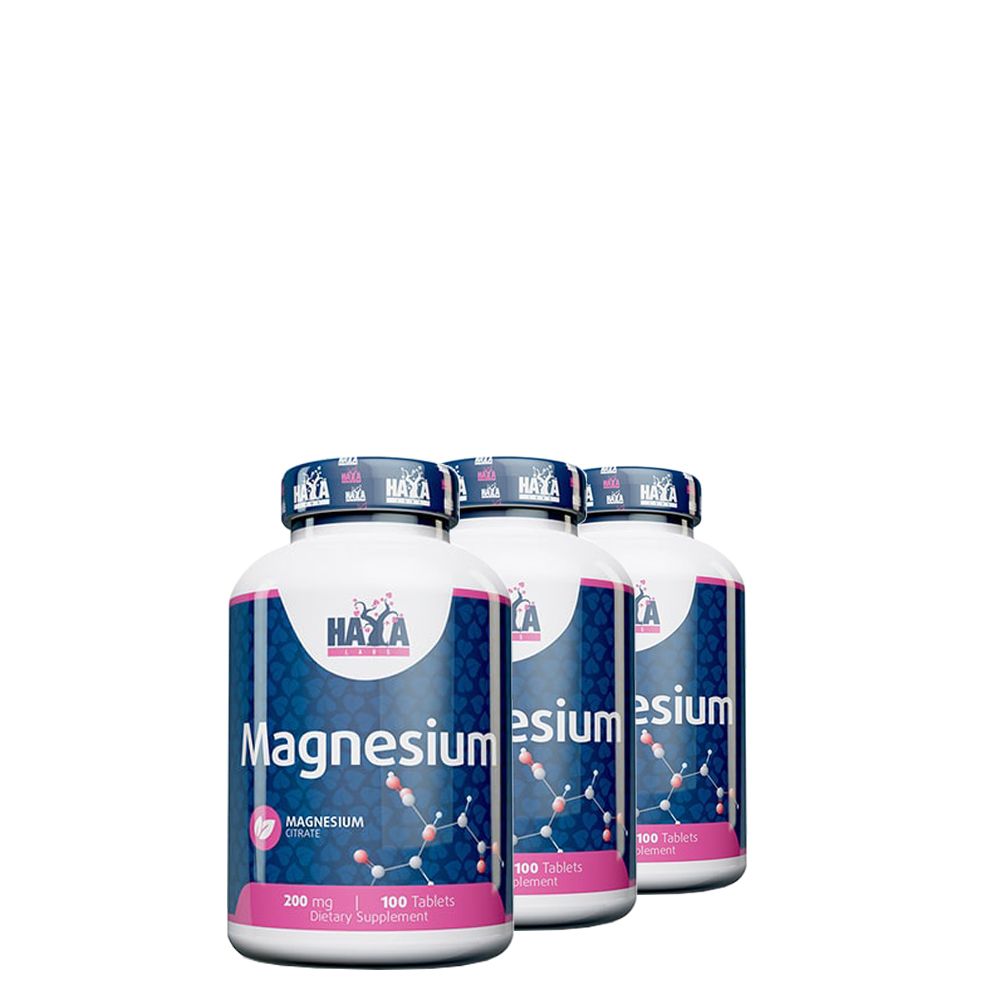 Magnézium-citrát, 200mg, Haya Labs Magnesium Citrate, 3x100 kapszula