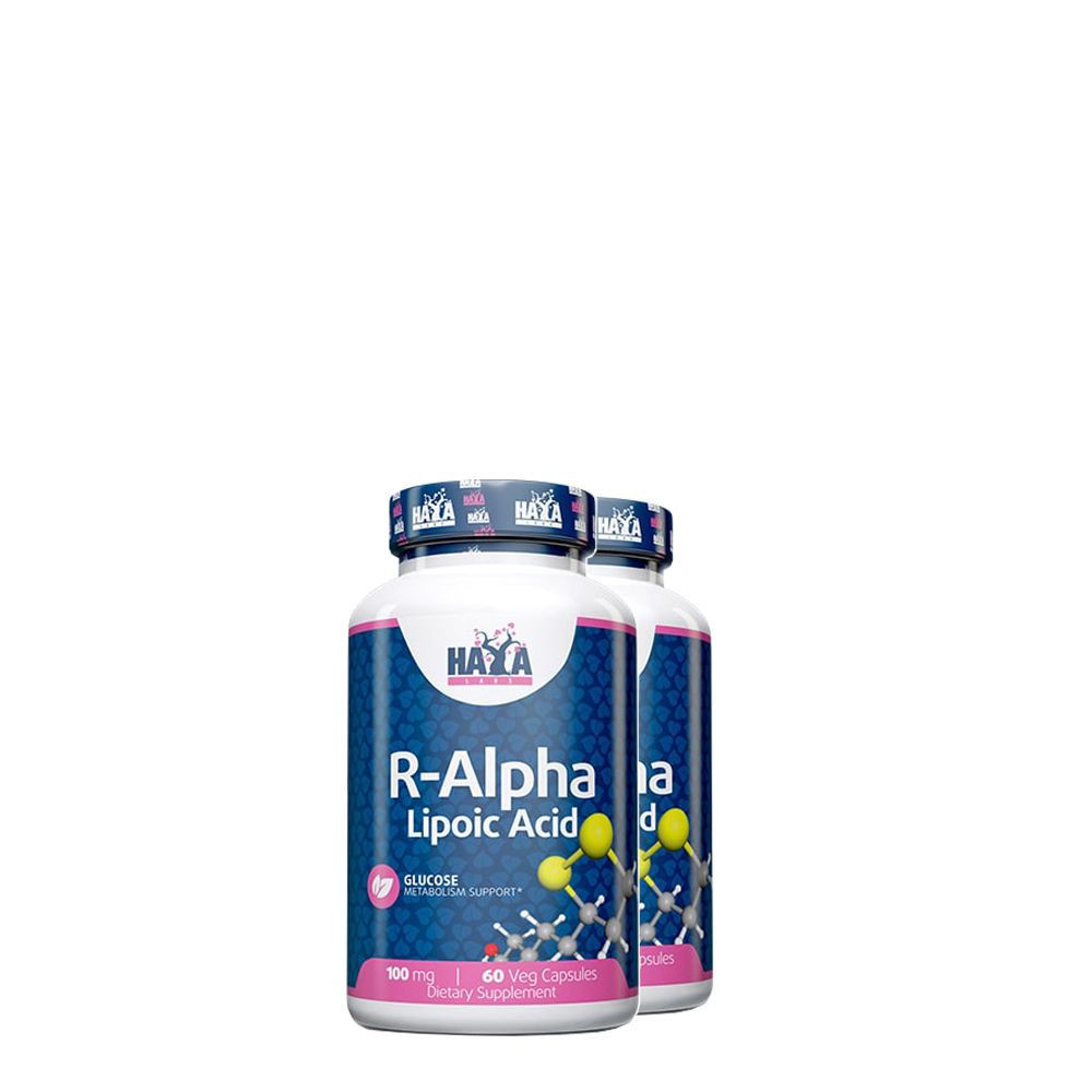 R-alfa liponsav 100 mg, Haya Labs R-Alpha Lipoic Acid, 2x60 kapszula