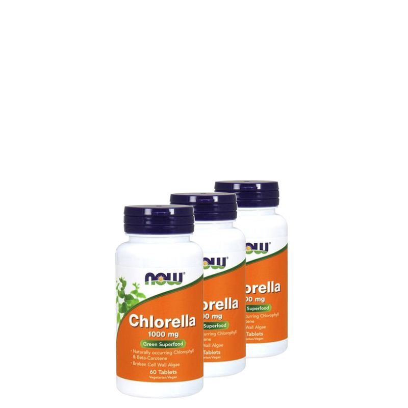 Klorella zöld szupertápanyag 100 mg, Now Chlorella, 3x60 tabletta
