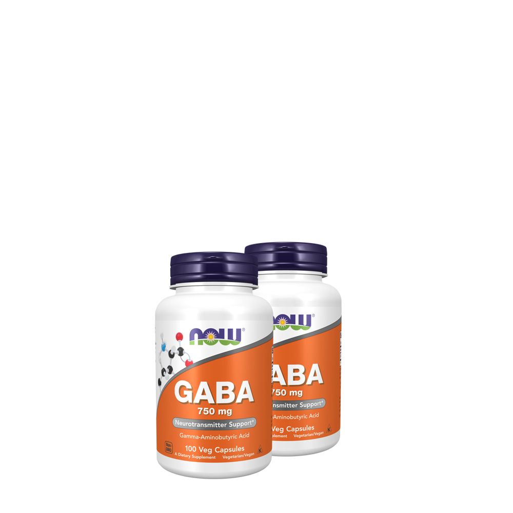 Természetes nyugtató GABA 750 mg, Now GABA, 2x100 kapszula
