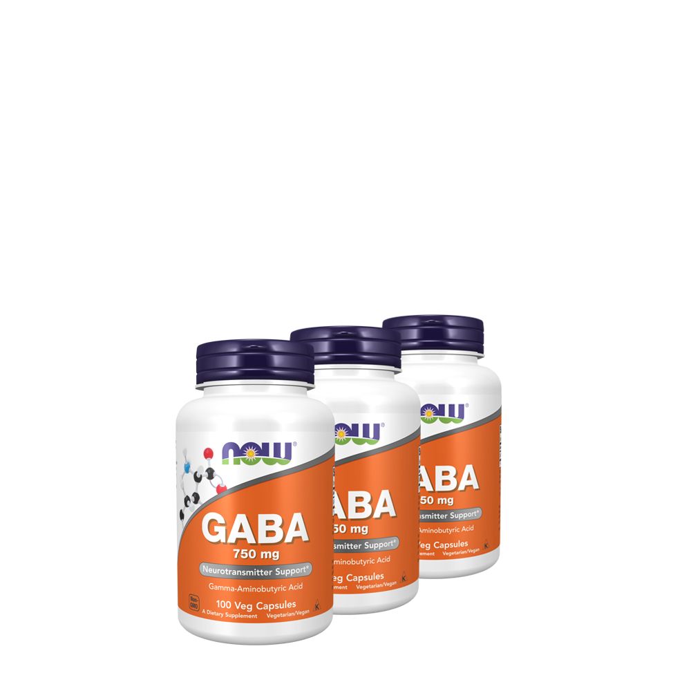 Természetes nyugtató GABA 750 mg, Now GABA, 3x100 kapszula