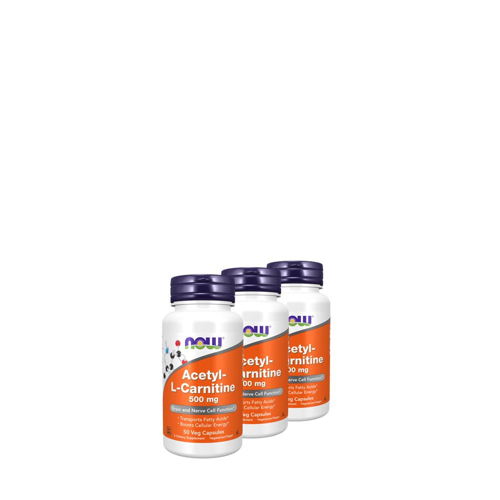 Acetil-l-karnitin 500 mg, Now Acetyl-L-Carnitine, 3x50 kapszula