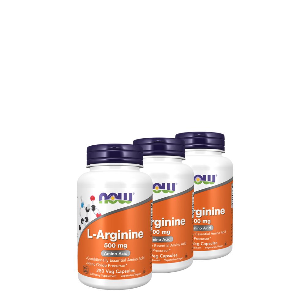 L-arginin aminosav 500 mg, Now L-Arginine, 3x250 kapszula