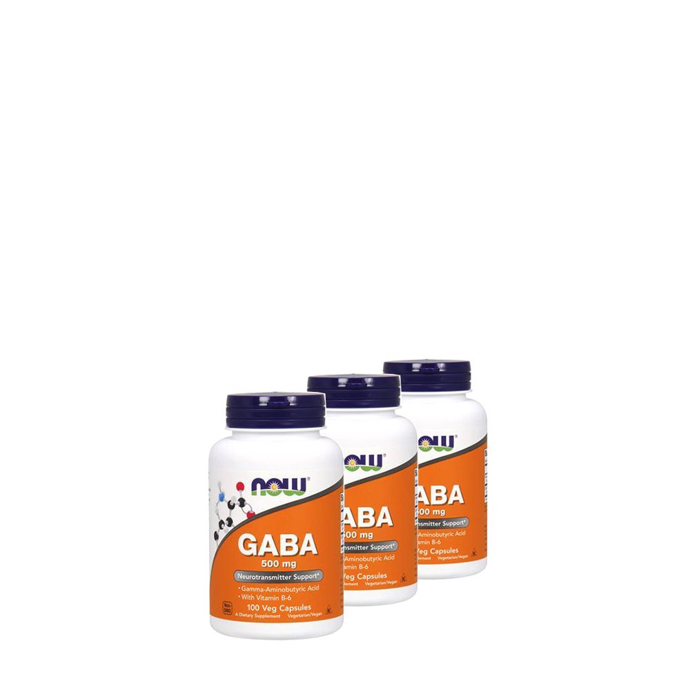 GABA 500 mg, B-6 vitaminnal, Now GABA, 3x100 kapszula
