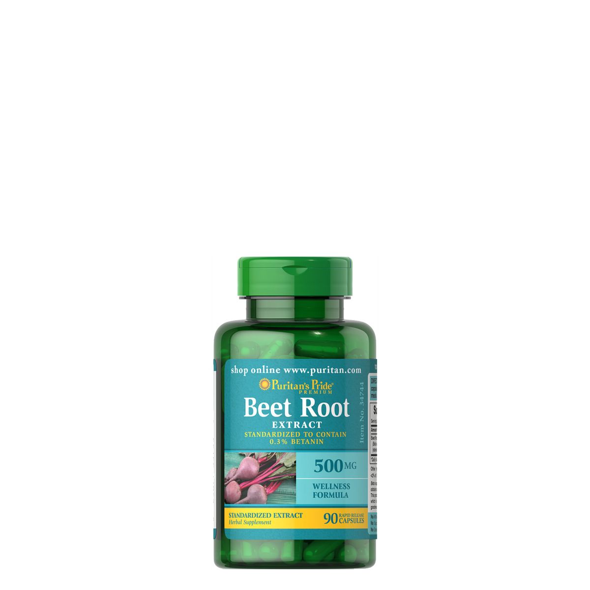 Cékla gyökér kivonat 500 mg, Puritan's Pride Beet Root Extract, 90 kapszula