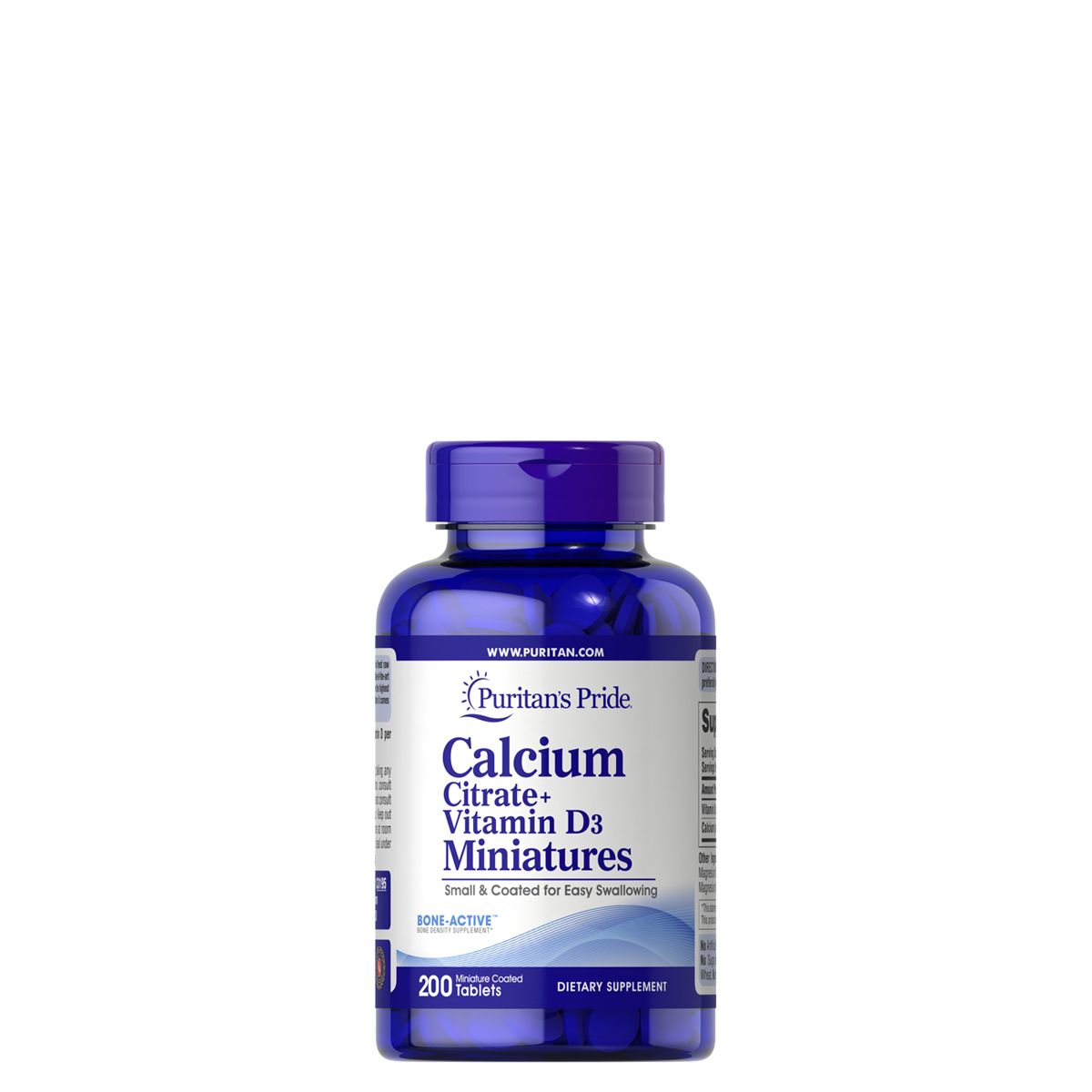 Kálcium-citrát D3 vitaminnal, Puritan's Pride Calcium Citrate + Vitamin D3, 200 tabletta