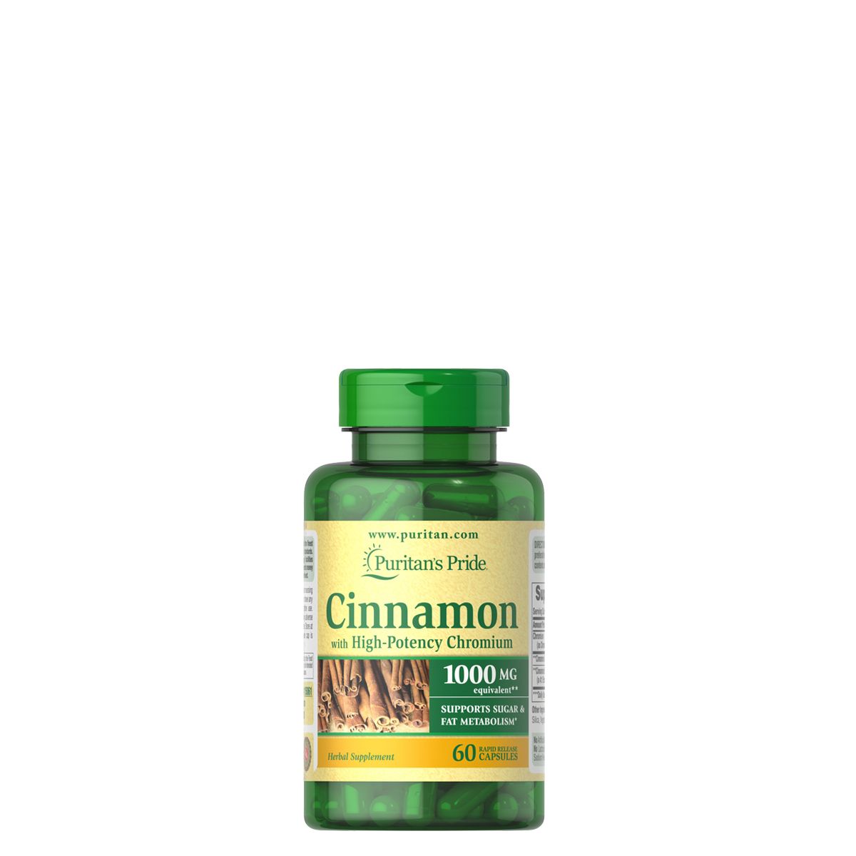 Fahéj komplex nagy hatású krómmal 1000 mg, Puritan's Pride Cinnamon Complex, 60 kapszula