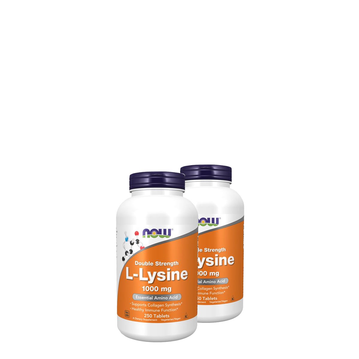 Dupla dózisú L-lizin 1000 mg, Now Double Strength L-Lysine, 2x250 tabletta