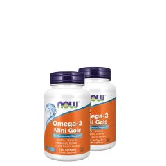 Könnyen lenyelhető omega-3 halolaj, Now Omega-3 Mini Gels, 2x180 gélkapszula