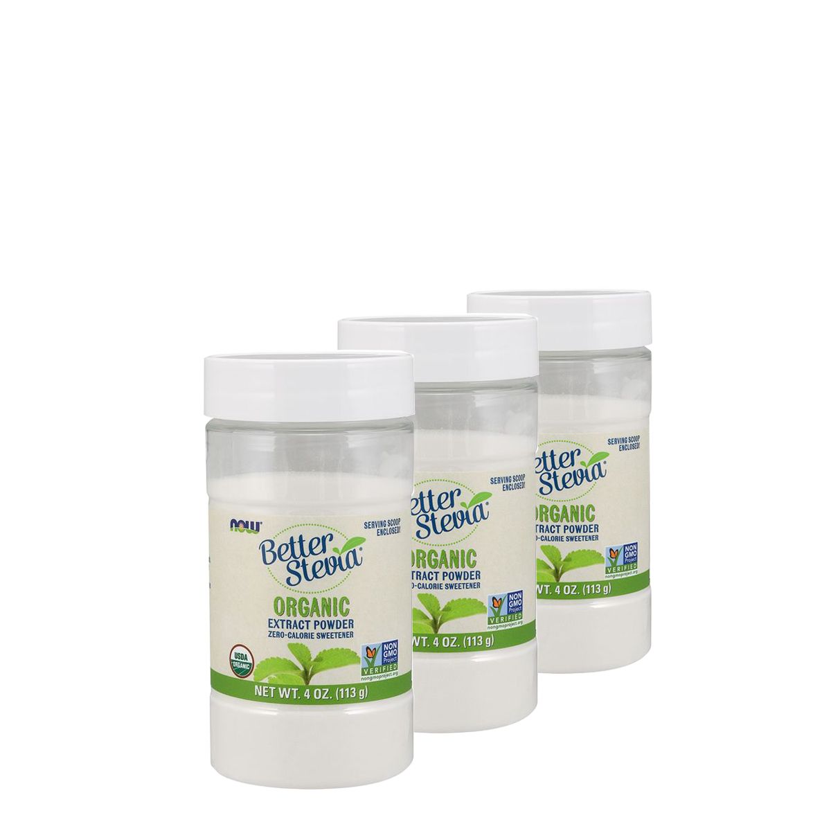 Bio stevia édesítőszer, Now Organic Better Stevia Powder, 3x113 g