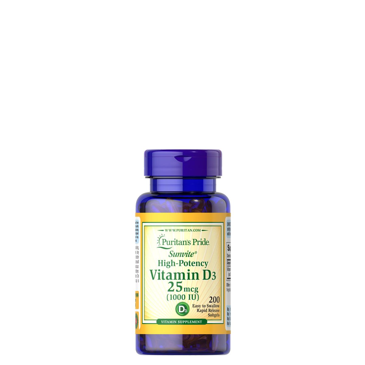 D-vitamin 1000 IU, Puritan's Pride Vitamin D-3 1000 IU, 200 kapszula
