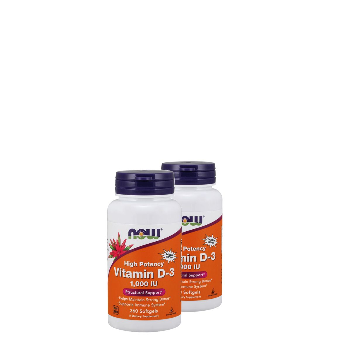 D-vitamin 1000 IU, Now Vitamin D-3, 2x360 kapszula